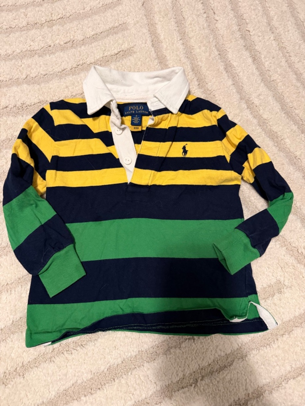 Polo by Ralph Lauren Yellow, Navy & Green Striped Kids Rugby Shirt